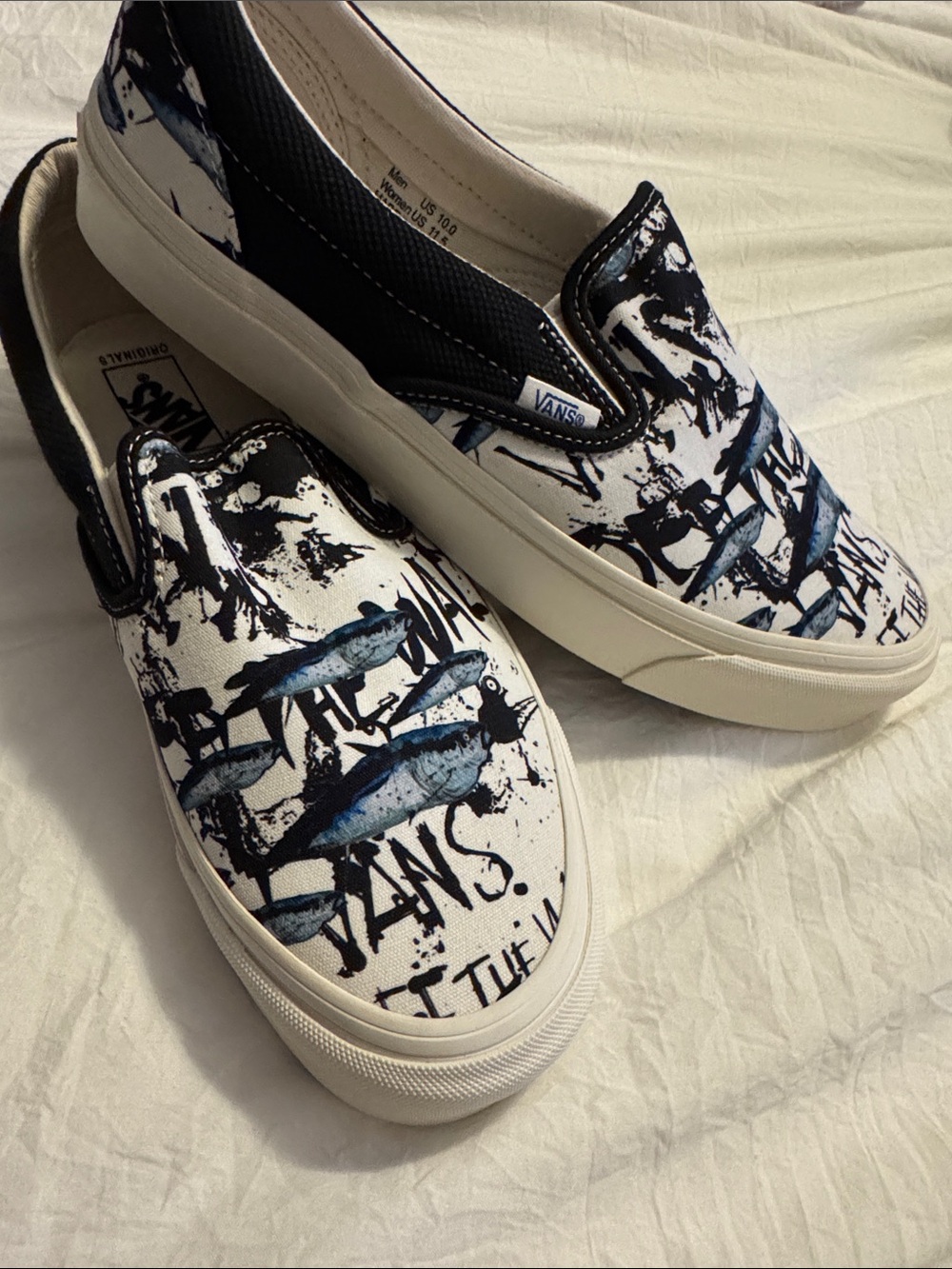 VANS vault x Ralph Steadman OG classic slip on LX “Blue Tuna” color way(size 10) - Picture 6 of 7